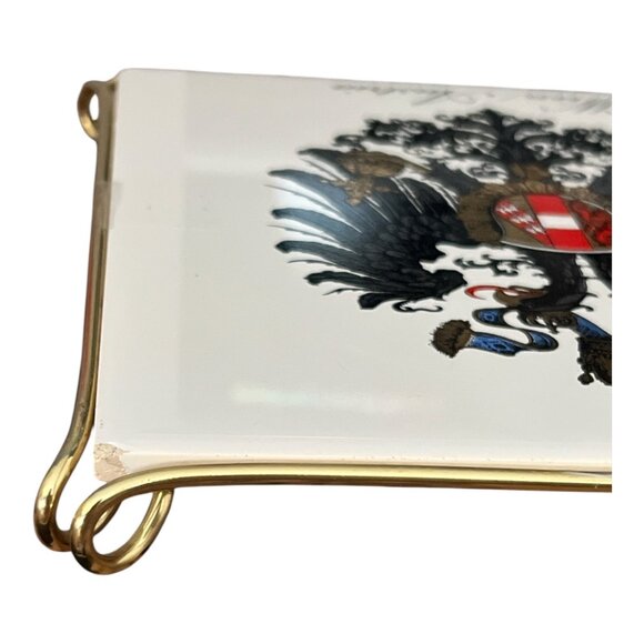 Laufen Wien / Austria Ceramic Tile Tray – Heraldic Eagle – Gold Metal Holder – V - Picture 3 of 4